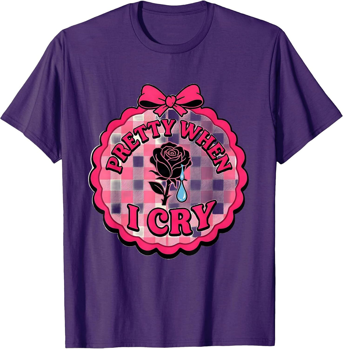 Pretty When I Cry Emo Aesthetic Design T-Shirt - Purple