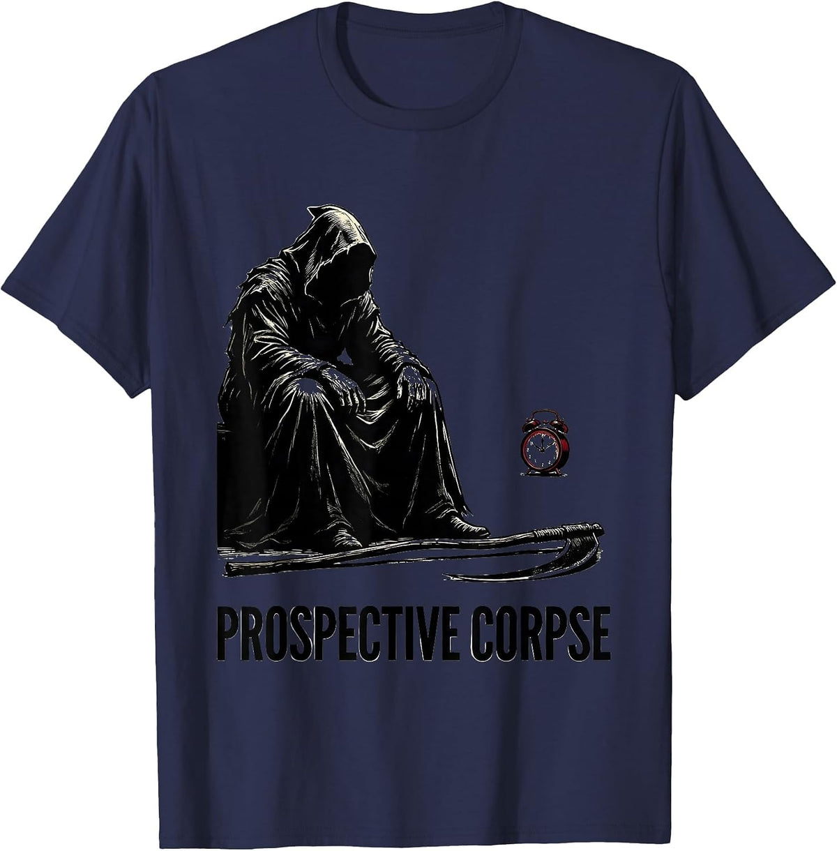Prospective Corpse Gothic Horror Humor Punk Halloween T-Shirt - Navy Blue