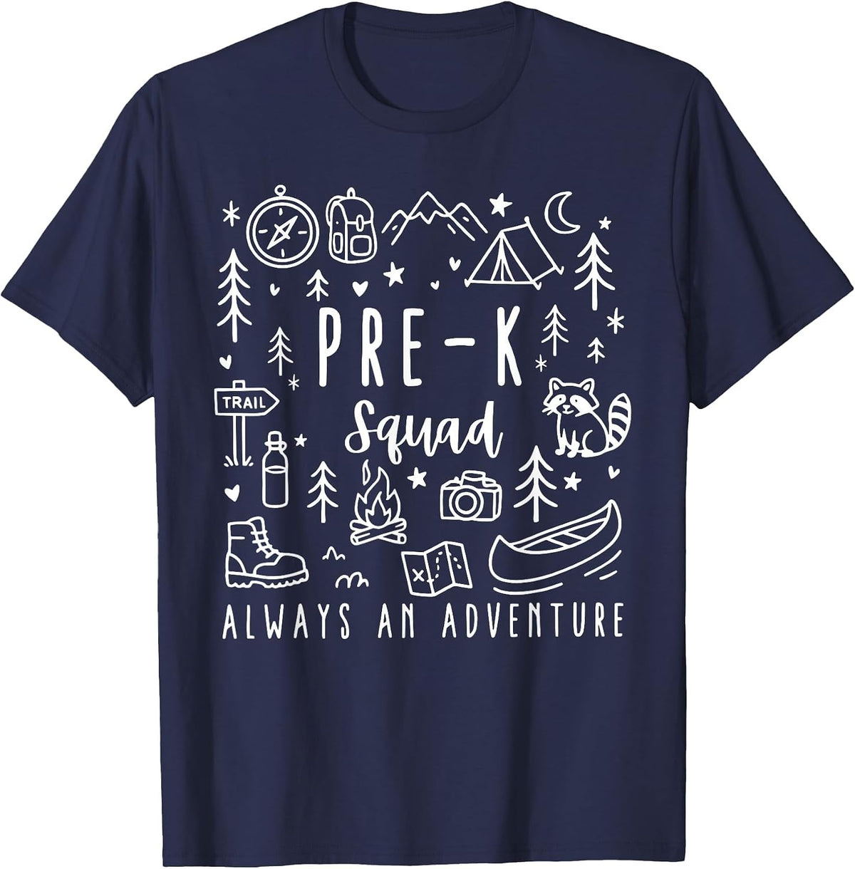 Pre-K Grade Squad Adventure Camping Preschool Teacher Kids T-Shirt - Navy Blue