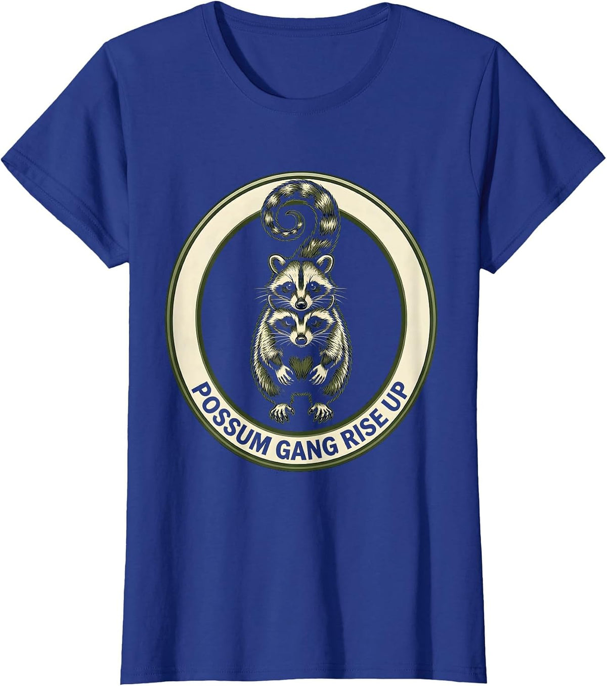 Women's Possum Gang Rise Up Funny Opossum Design T-Shirt - Royal Blue