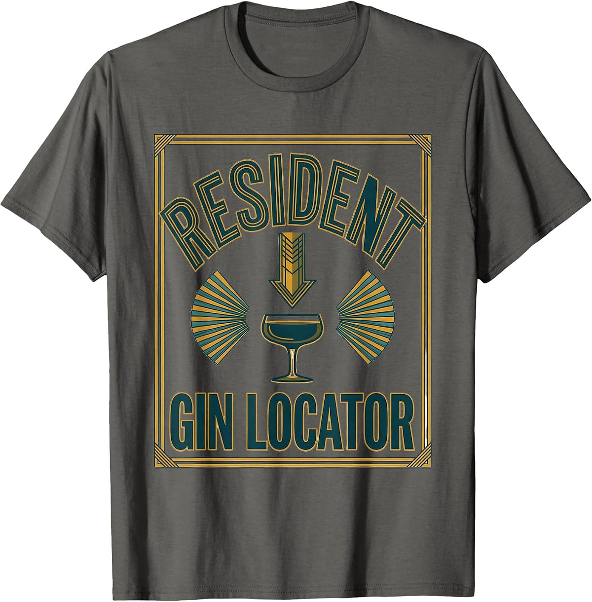 Men's Resident Gin Locator Vintage 1920s Roaring Twenties Party T-Shirt - Asphalt Grey