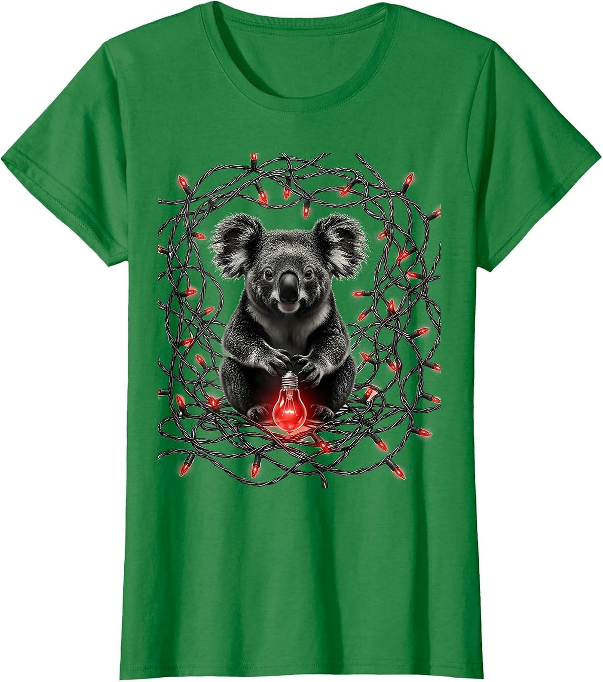 Women's Koala Holiday Lights Cute Australian Animal Gift T-Shirt - Kelly Green