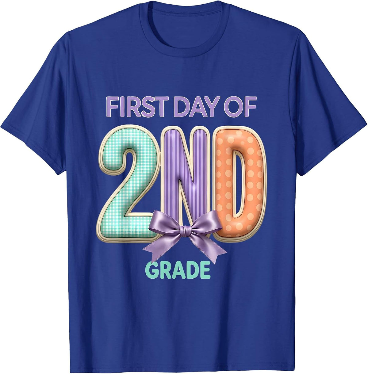 Men's First Day Of 2nd Grade Coquette Bow Back To School Teacher T-Shirt - Royal Blue