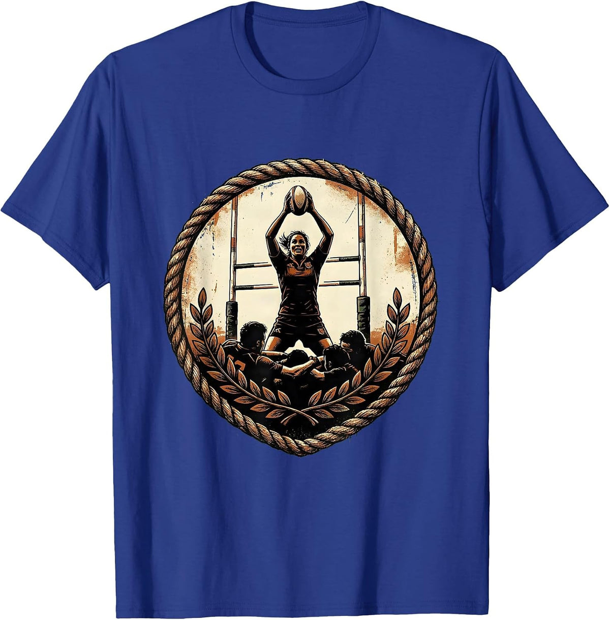 Rugby Ruck Victory Rise Graphic Design T-Shirt - Royal Blue