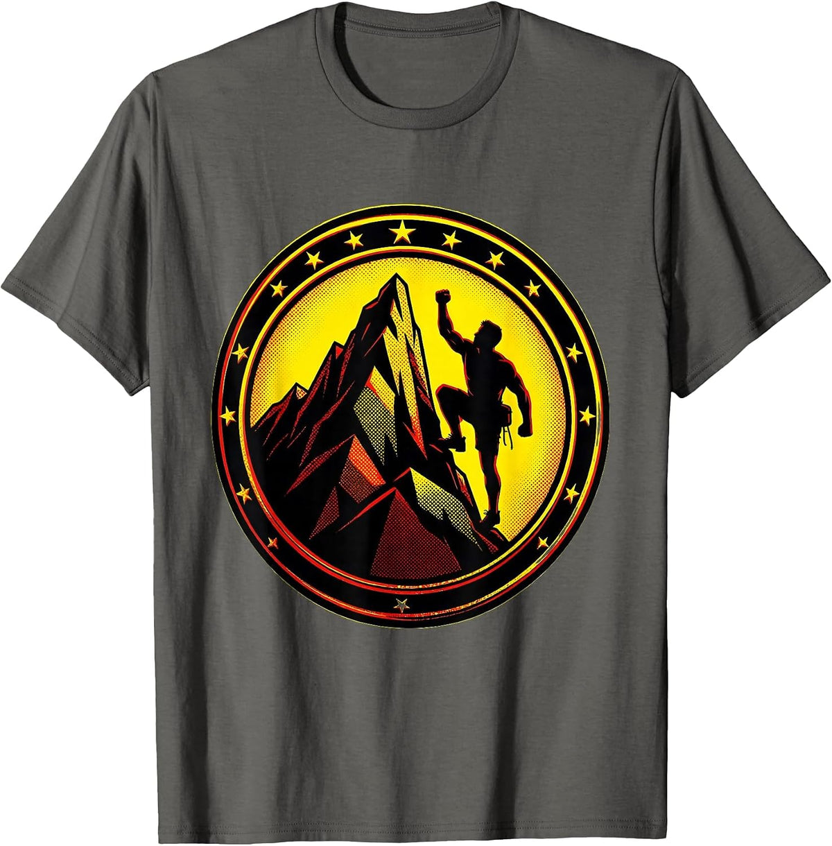 Mountain Peak Silhouette Climbing Adventure Graphic T-Shirt - Asphalt Grey