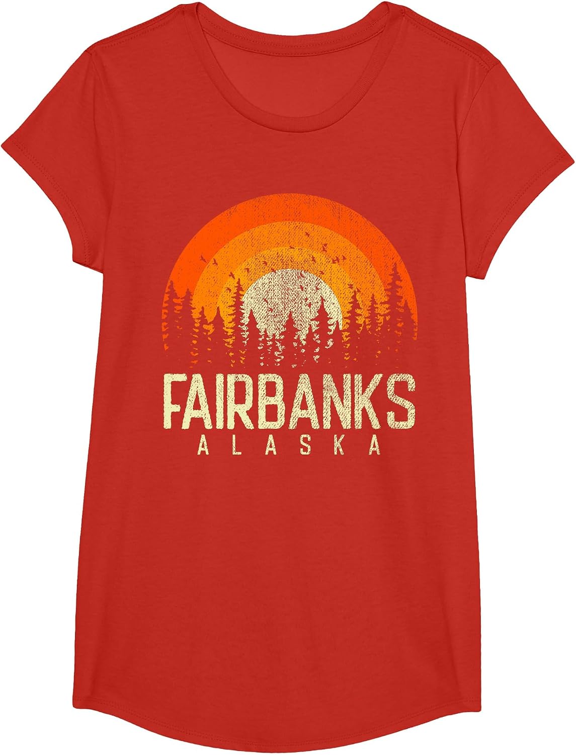 Fairbanks Alaska, Retro Style Vintage 60s 70s 80s 90s T-Shirt - Girls Red