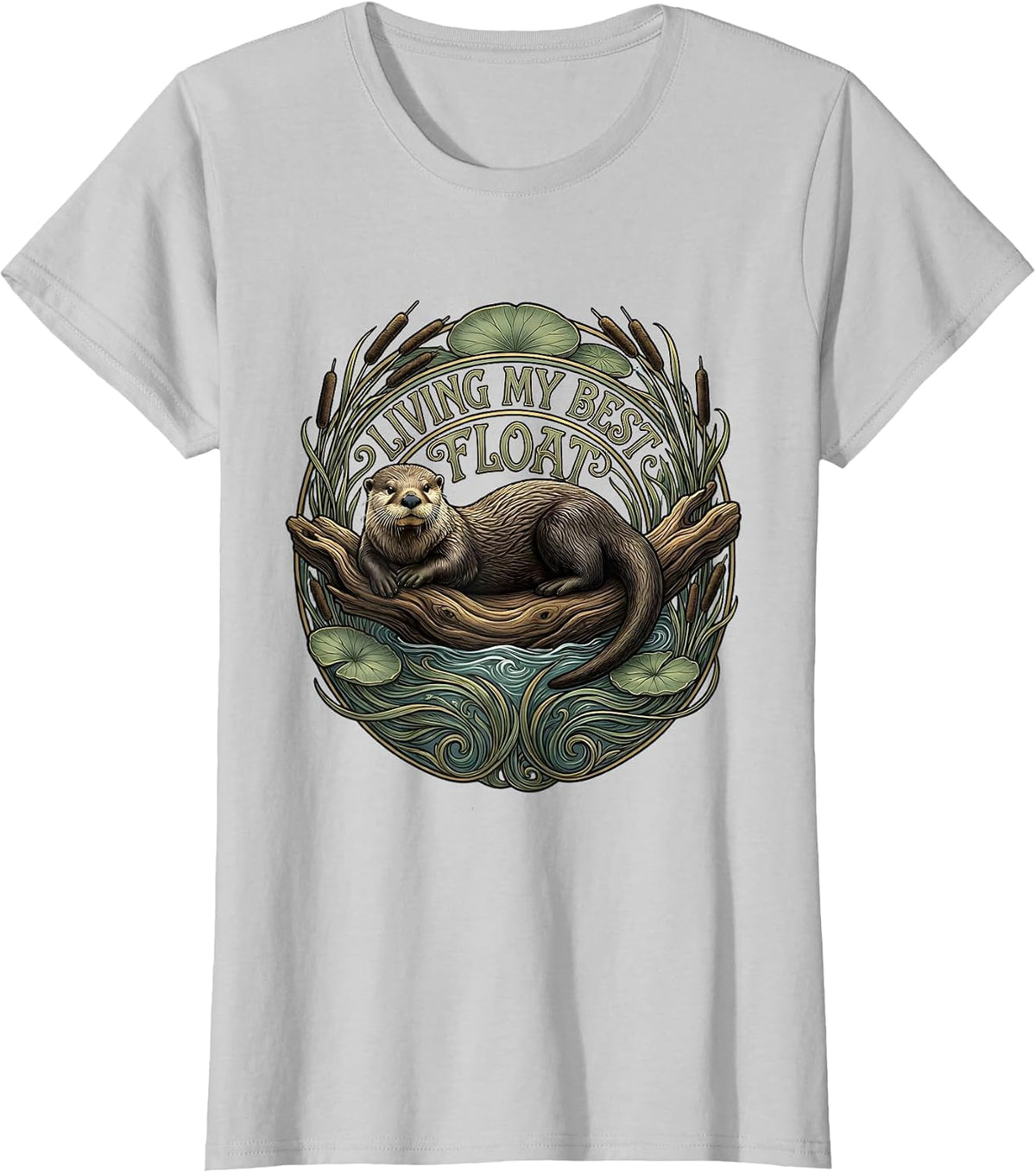 Living My Best Float Otter Lover Design T-Shirt - Silver Grey