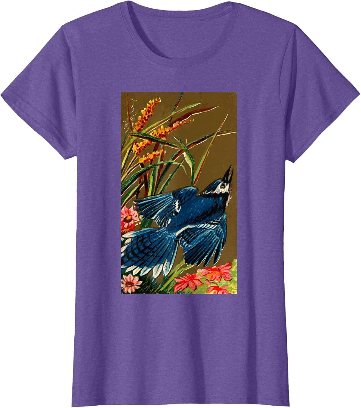 Vintage Blue Jay Shirt, Birdwatching, Bird Lover Shirt T-Shirt - Purple Heather