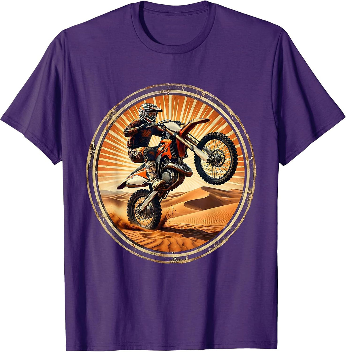 Vintage 1985 Dirt Bike Desert Dune Launch T-Shirt - Purple