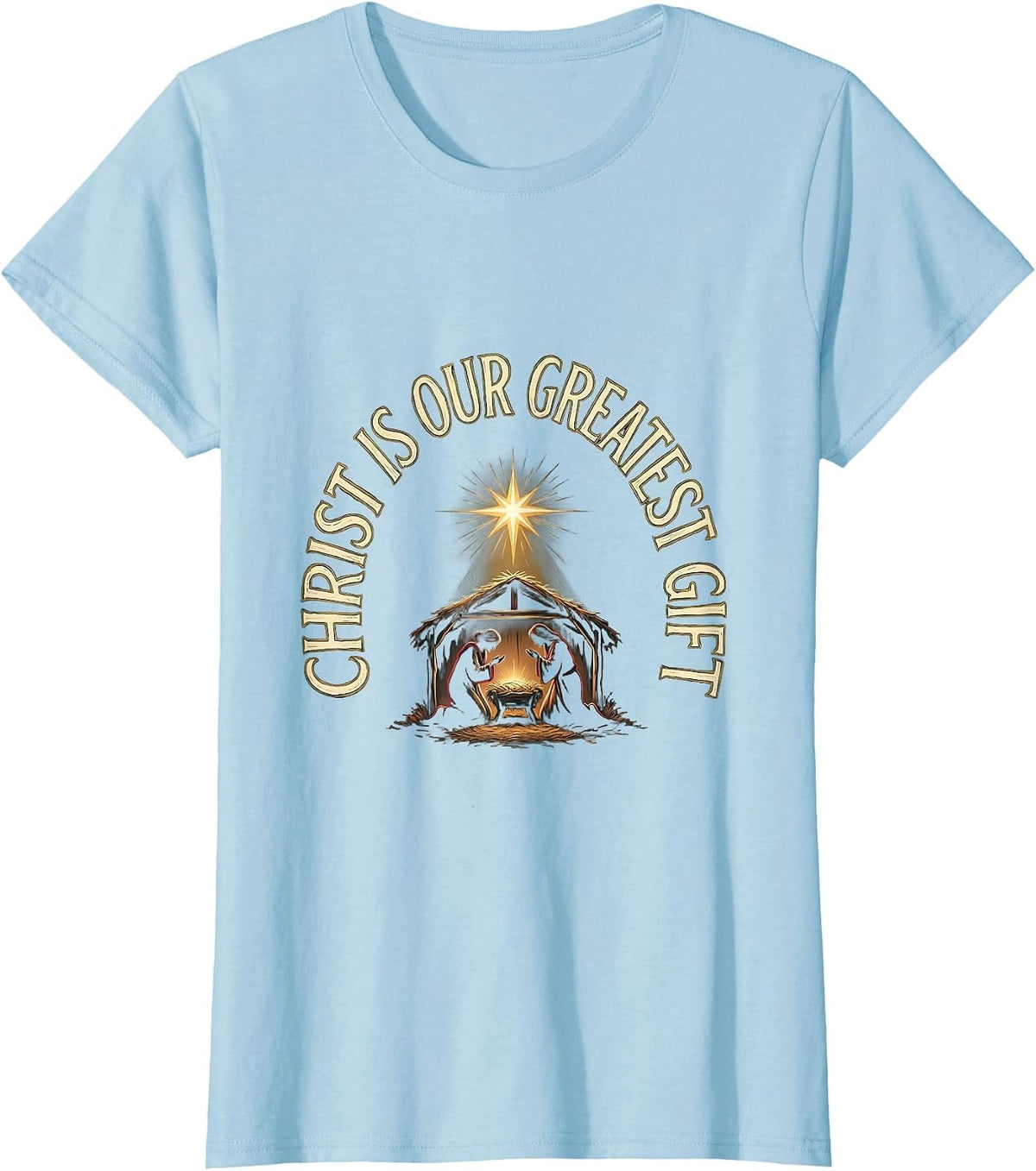 Christ Is Our Greatest Gift Religious Christian Christmas T-Shirt - Baby Blue