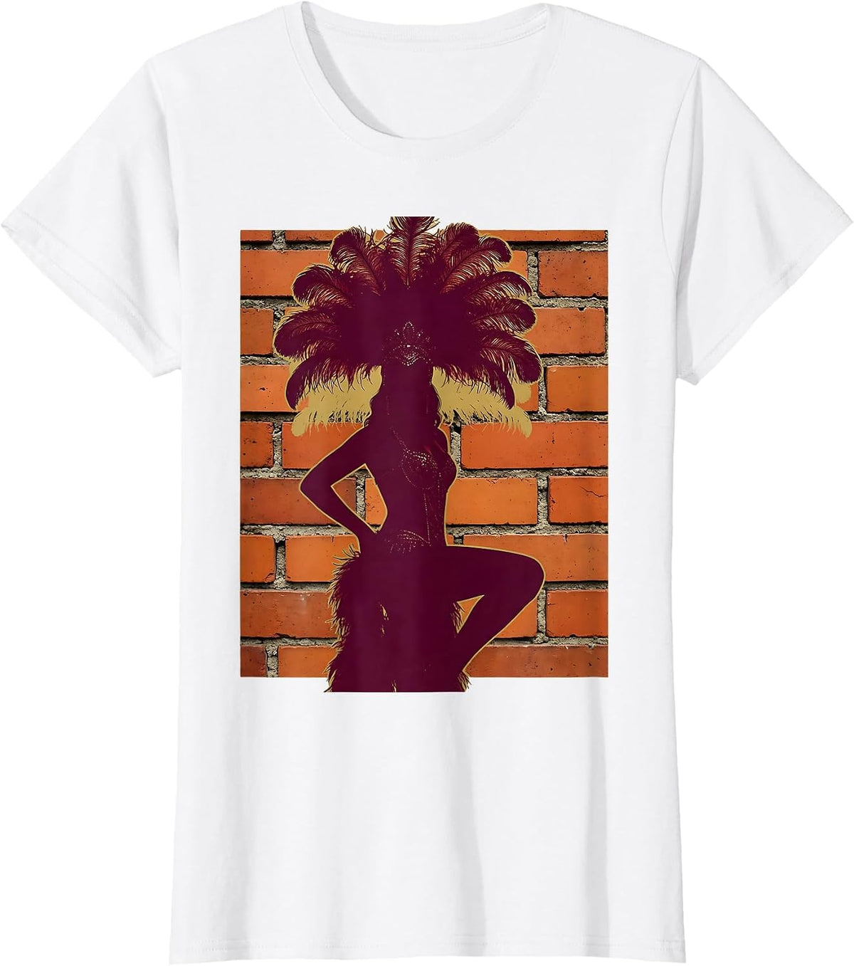 Showgirl Shadow Backstage Brick Wall Graphic T-Shirt - White
