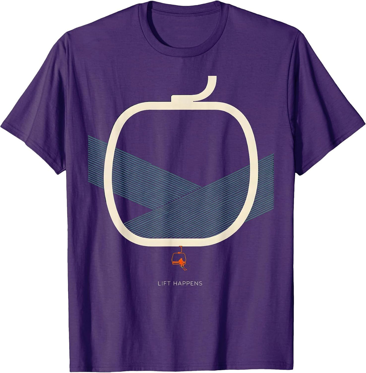Men's Lift Happens Editorial Conceptual Skiing Snowboarder Humor T-Shirt - Purple