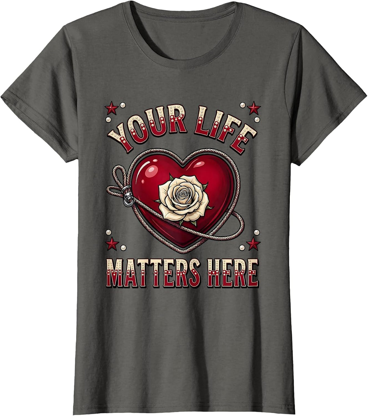 Women's Your Life Matters Suicide Prevention Awareness Design T-Shirt - Asphalt Grey