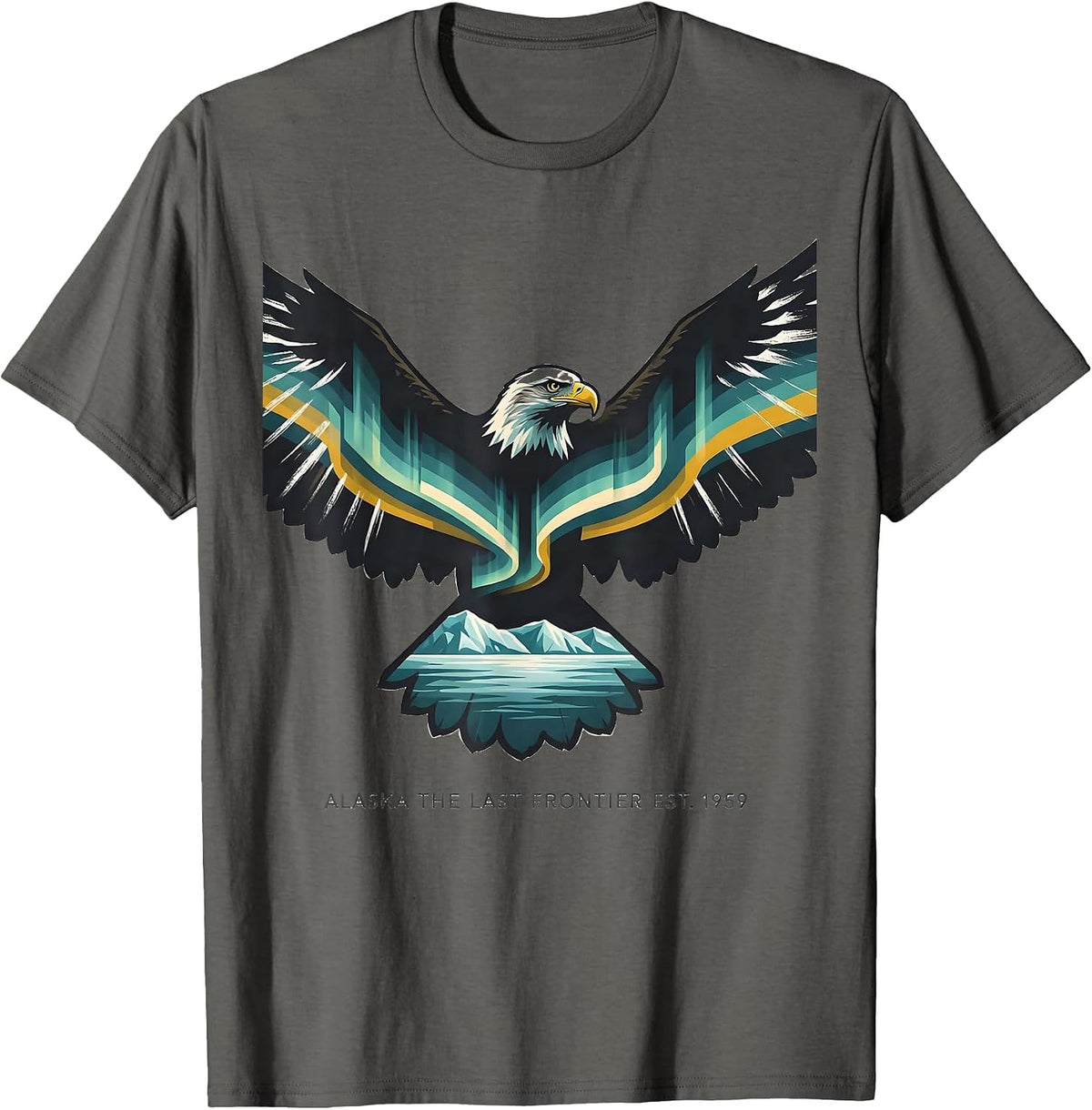 Men's Alaska The Last Frontier Est. 1959 Vintage Travel Pride T-Shirt - Asphalt Grey