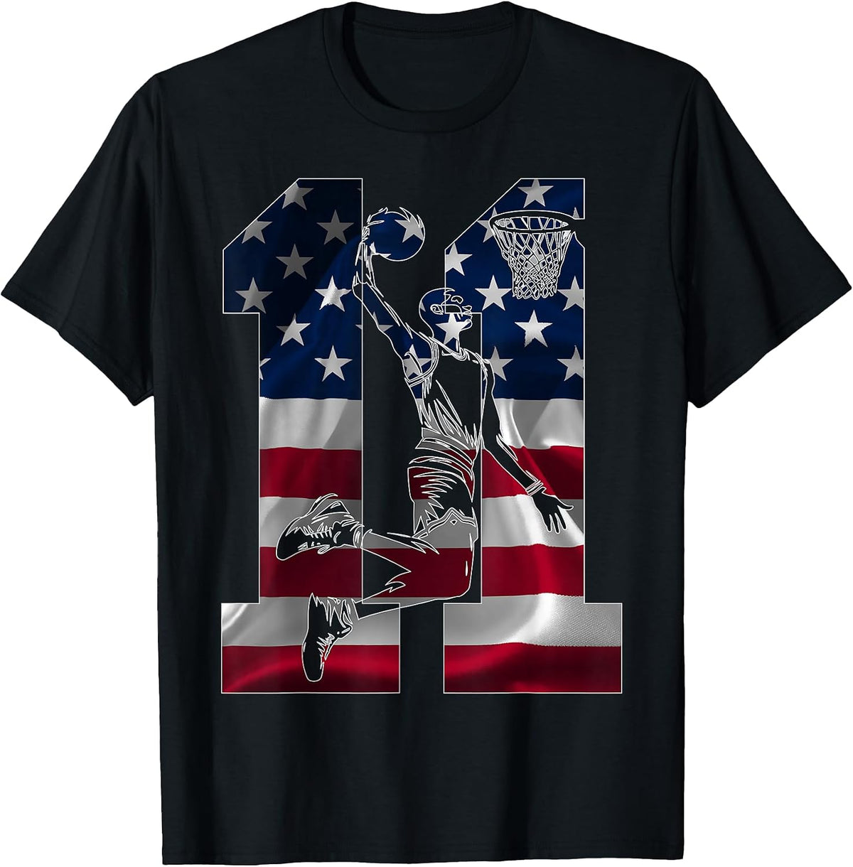 11 Years Number 11 Basketball 11TH Birthday T-Shirt, Men, Black, Small - As Pictured