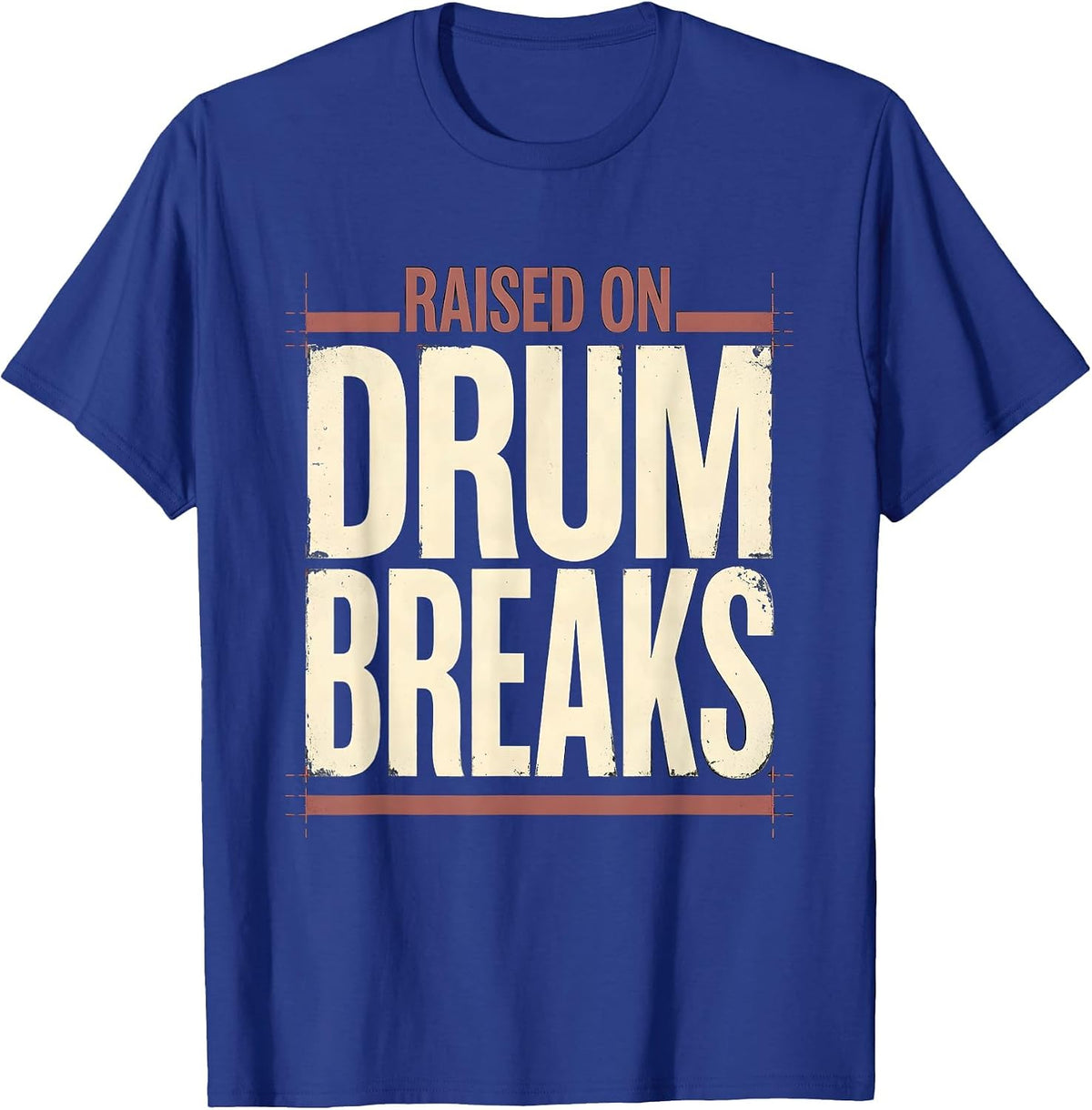 Men's Raised On Drum Breaks Vintage 90s Hip-Hop Rap Lyric T-Shirt - Royal Blue