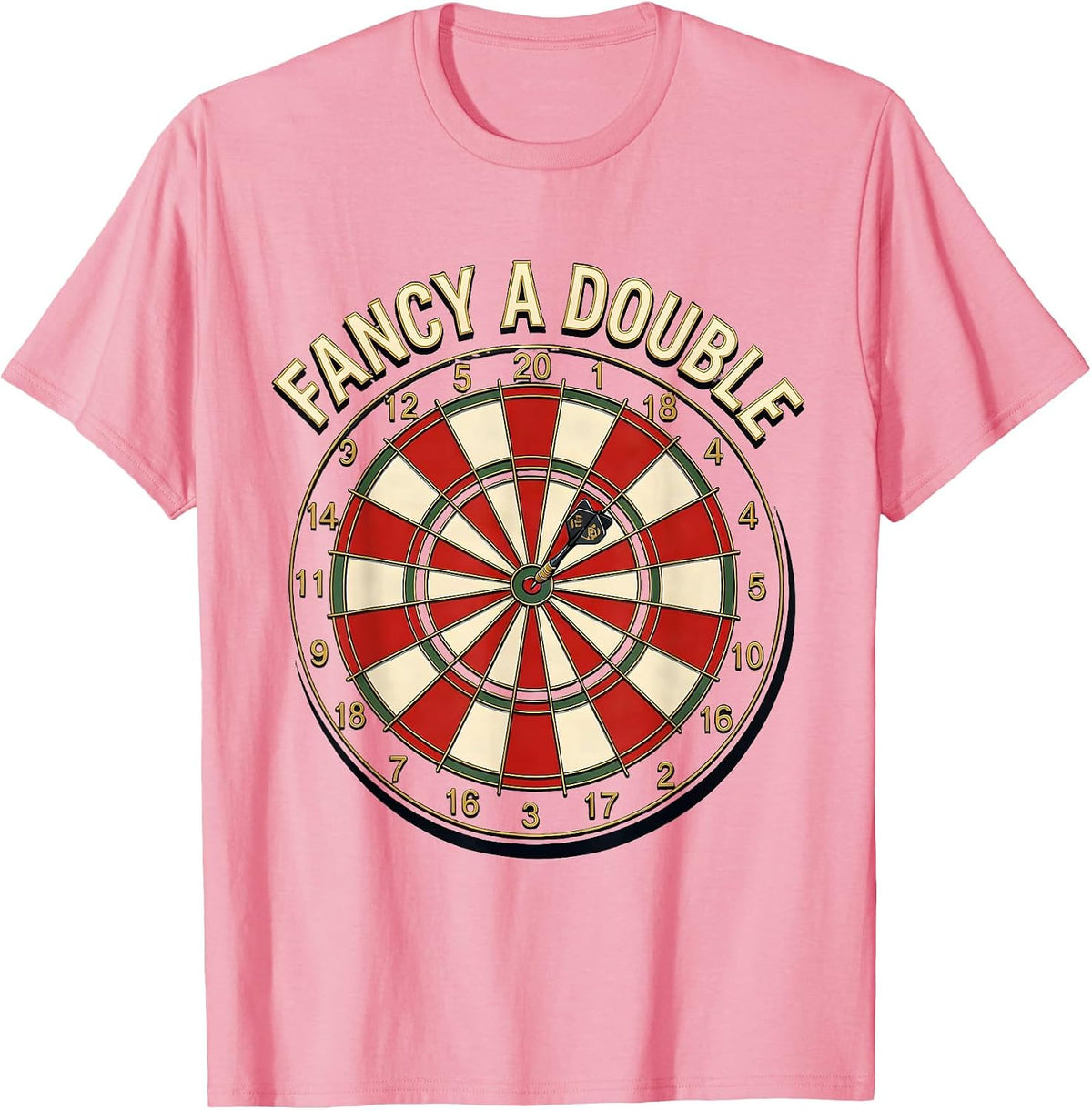 Men's Fancy A Double Sign Painter Showcard Funny Darts Player Bar T-Shirt - Pink