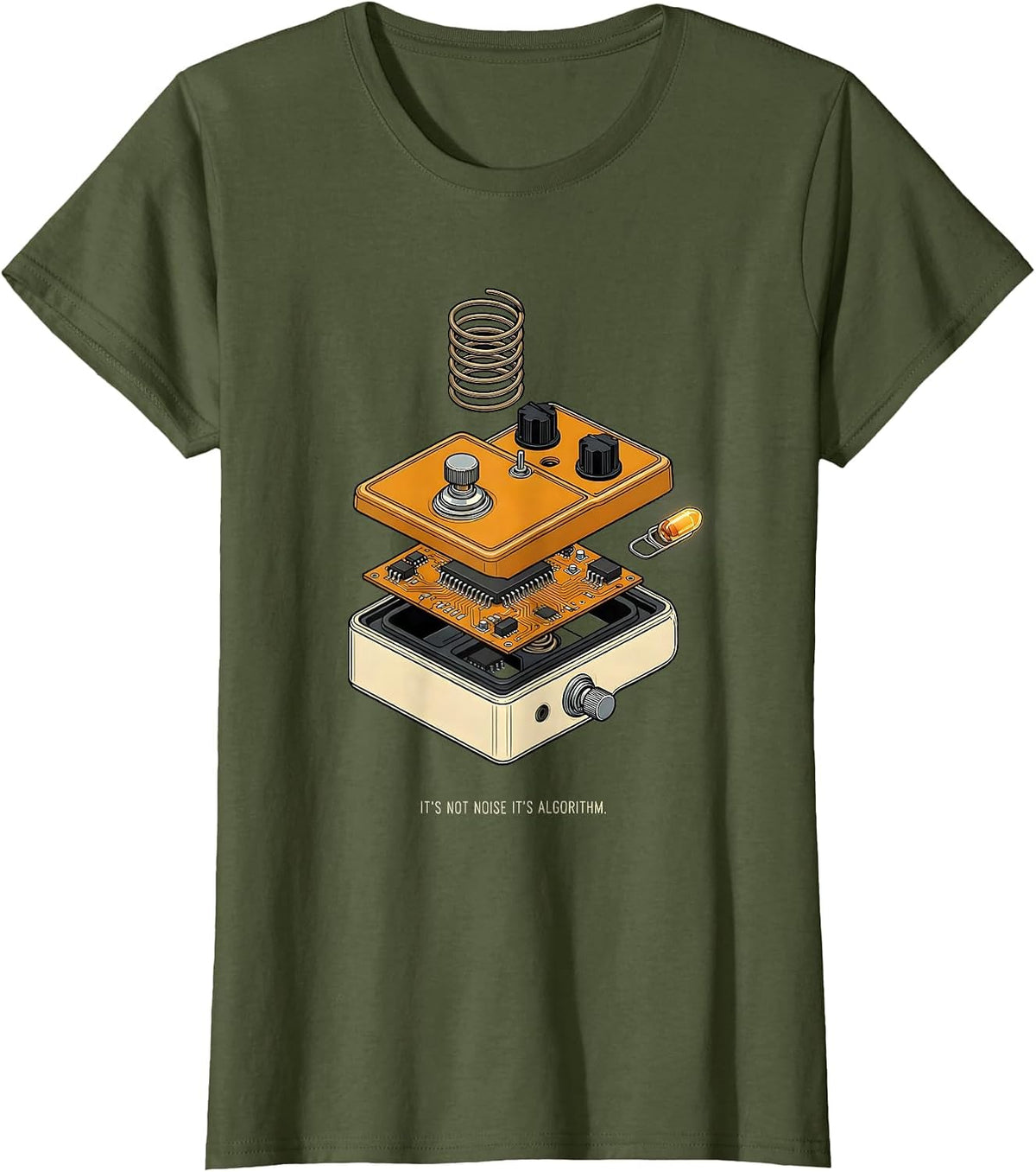 Women's Its Not Noise Its Algorithm Funny Heavy Metal Metalhead T-Shirt - Olive Green