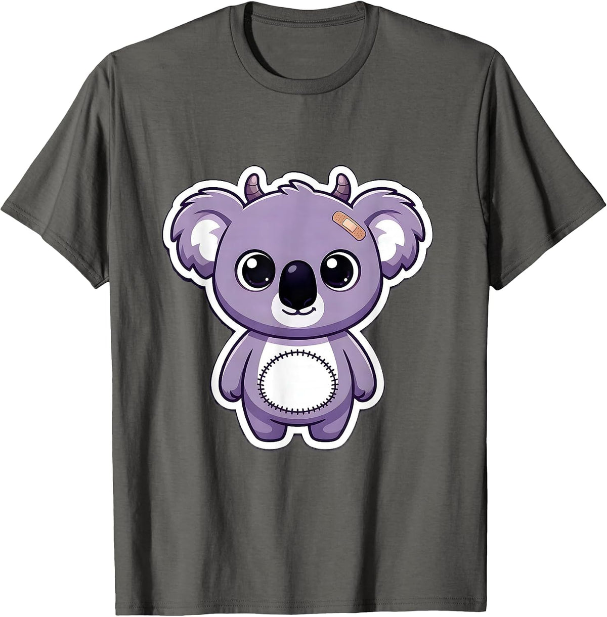 Chibi Koala Sticker Creepy Cute Kawaii Pastel Goth T-Shirt - Asphalt Grey