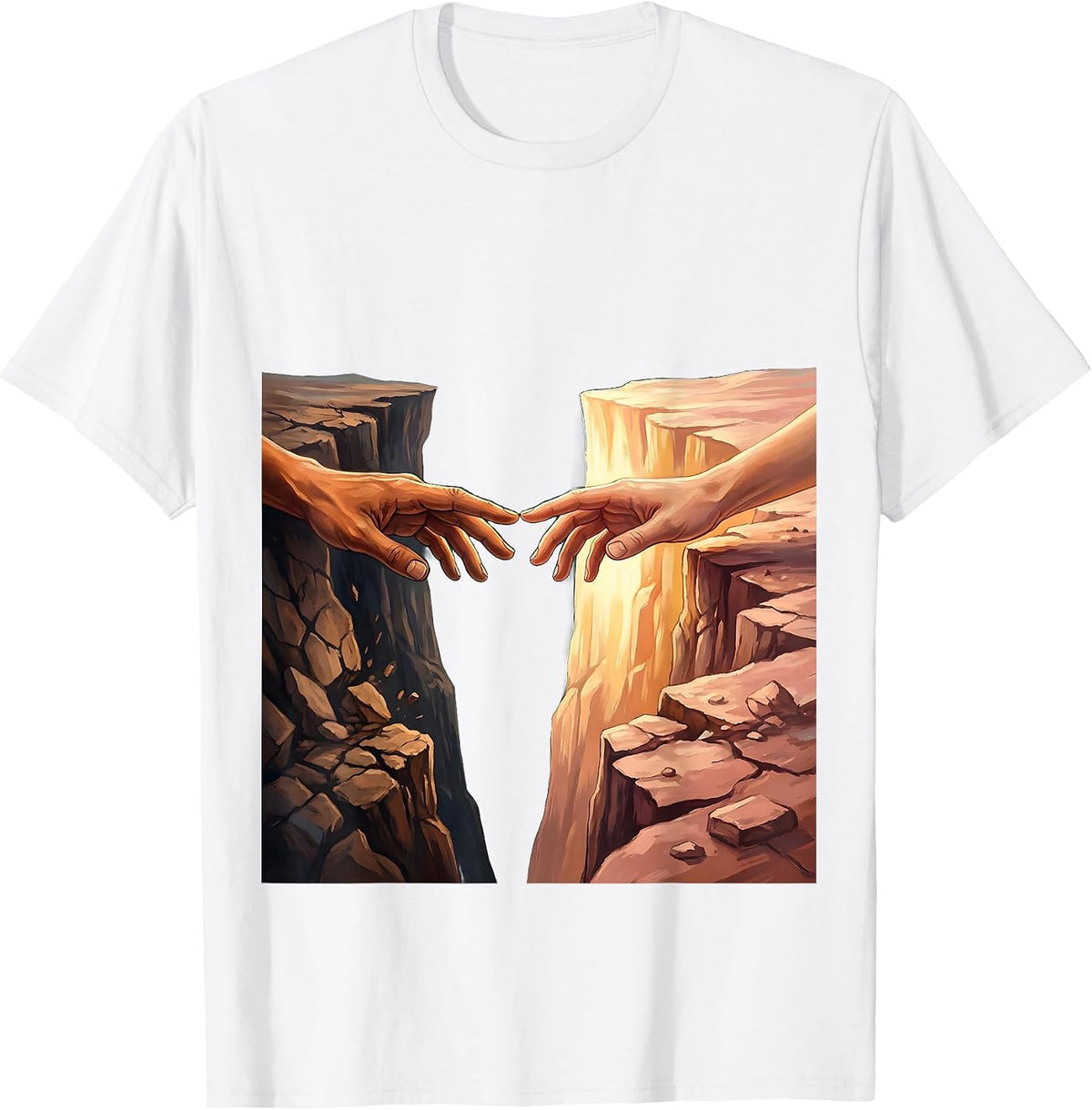 Men's Reaching Hands Suicide Awareness Graphic Design T-Shirt - White