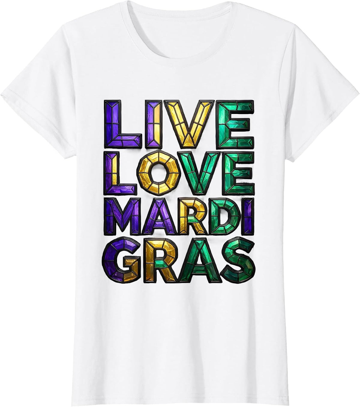 Live Love Mardi Gras Festive Celebration Design T-Shirt - White