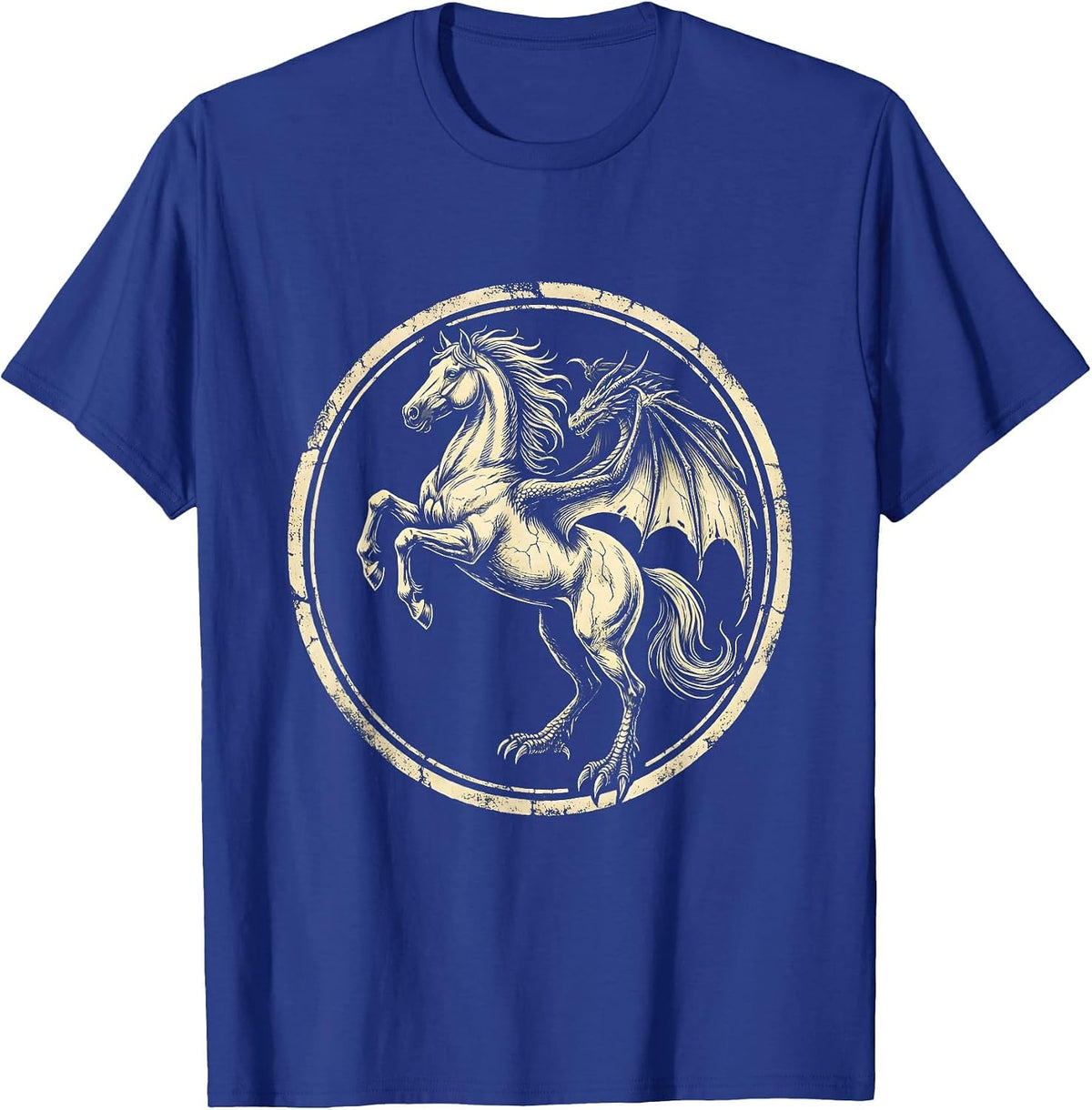 Horse Shadow Dragon Silhouette Graphic T-Shirt - Royal Blue