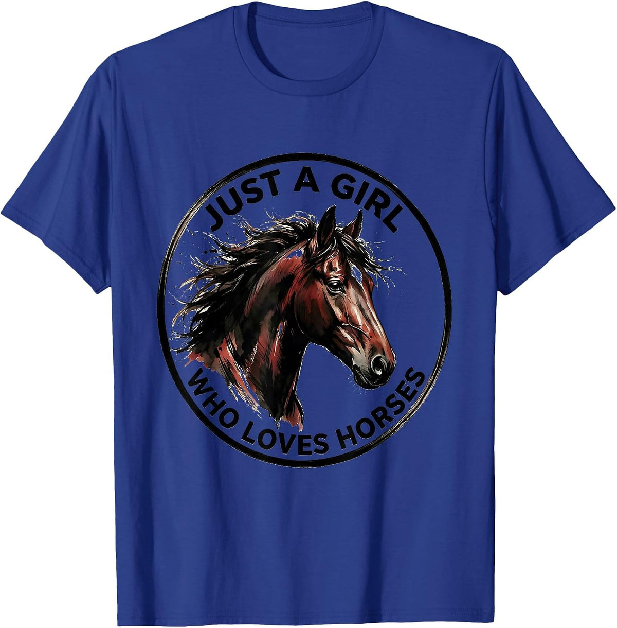 Men's Just a Girl Who Loves Horses Equestrian Design T-Shirt - Royal Blue