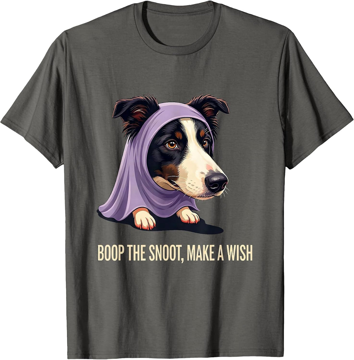 Boop The Snoot Make A Wish Funny Halloween Dog Mom T-Shirt - Asphalt Grey