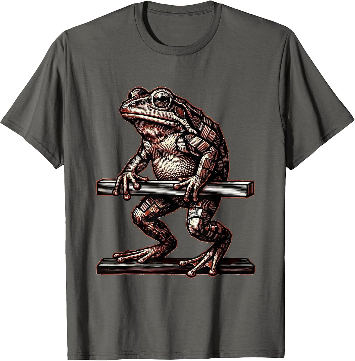 Men's Frog Teacher Letterpress Profession Humor T-Shirt - Asphalt Grey