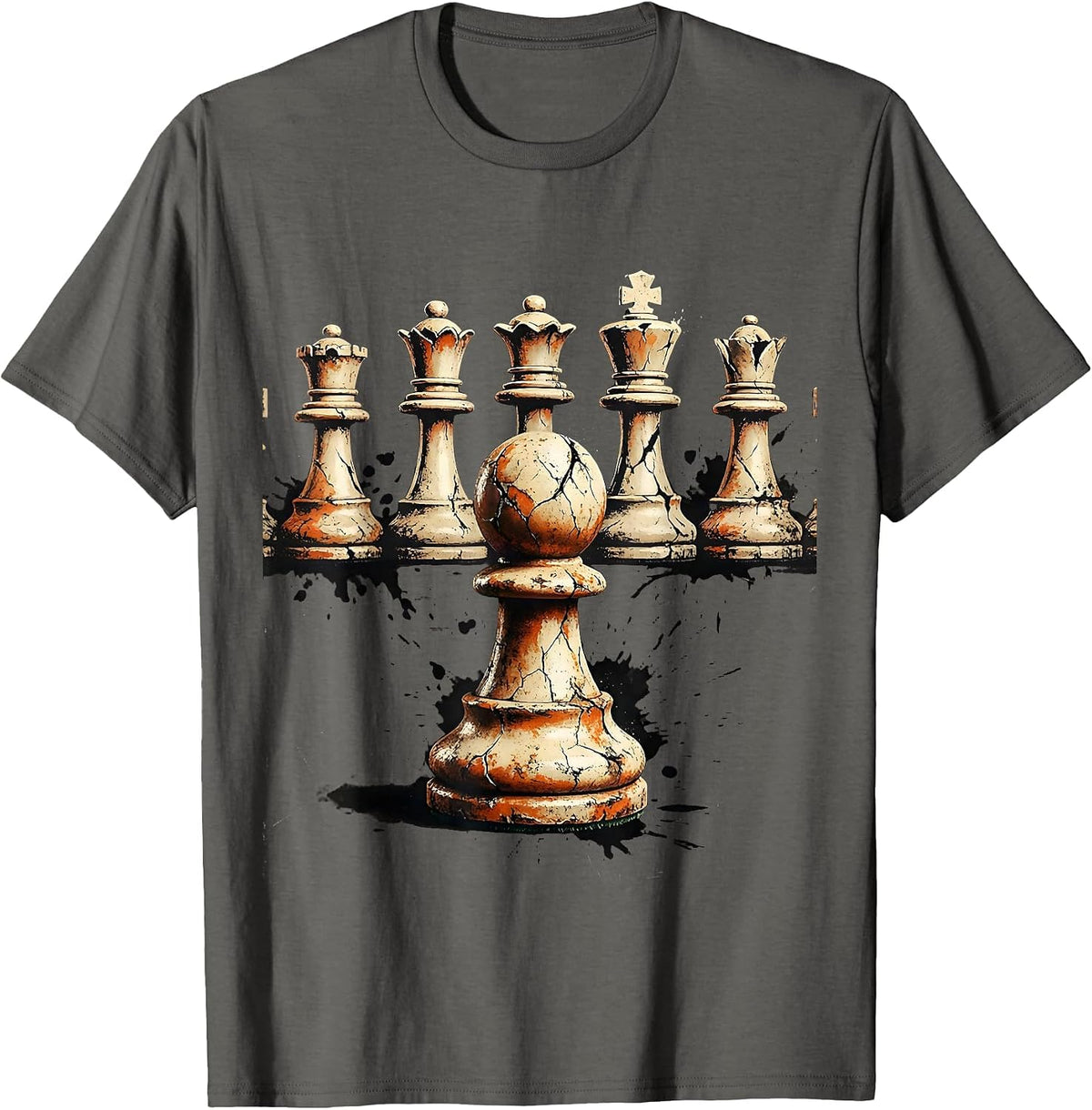Lone Pawn vs Queens Chess Underdog Graphic T-Shirt - Asphalt Grey