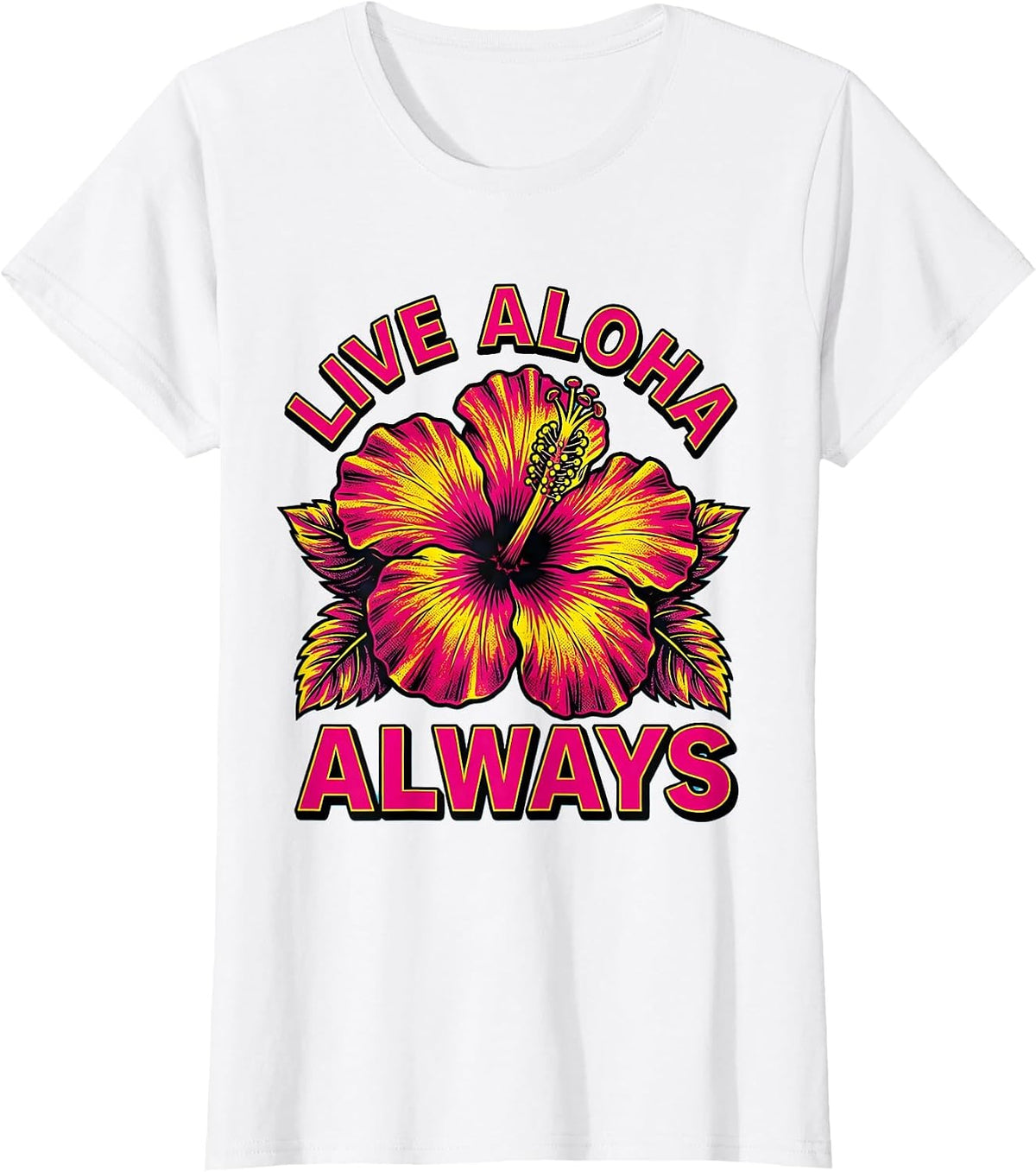 Live Aloha Always Hawaiian Spirit Design T-Shirt - White