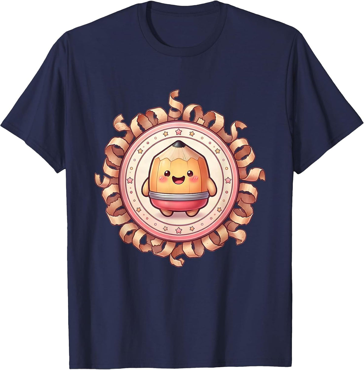 Pink Pencil Sharpener Art Teacher Gift T-Shirt - Navy Blue
