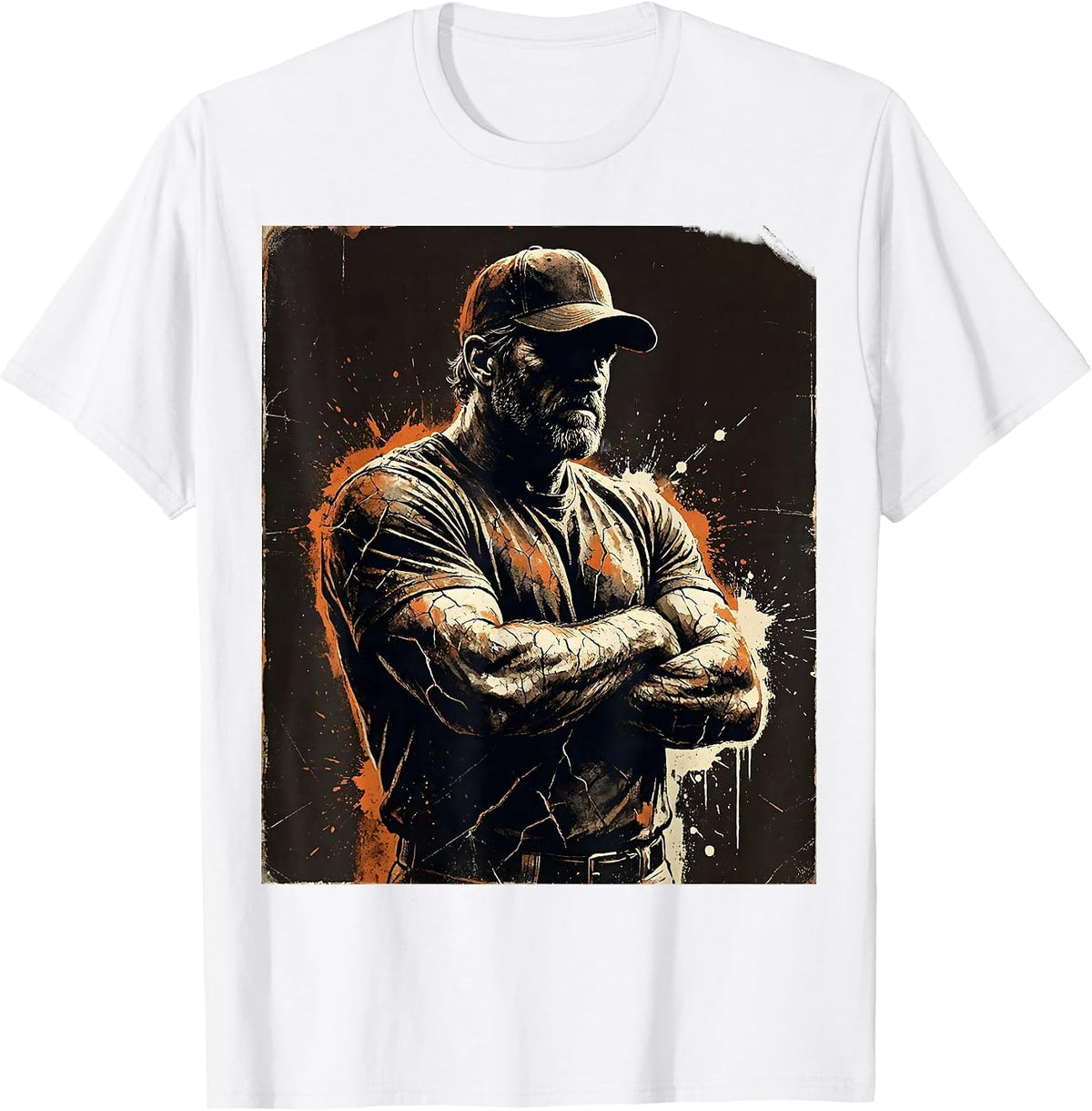 Men's Soccer Dad Arms Crossed Watching the Match T-Shirt - White