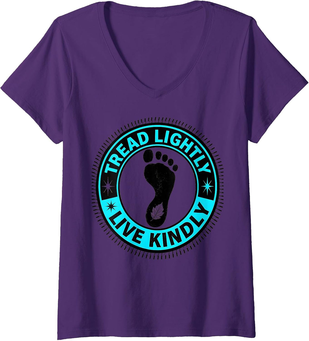 Women's Tread Lightly Live Kindly Respect The Locals V-Neck T-Shirt - Purple