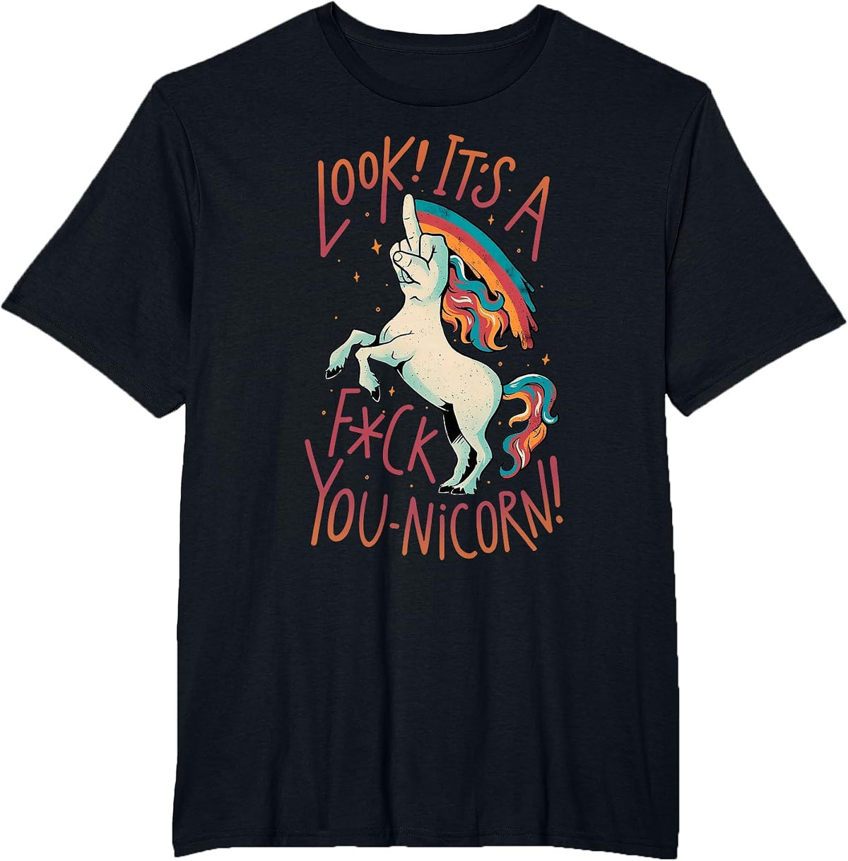 Look It's A Fuck You-Nicorn T-Shirt - Black