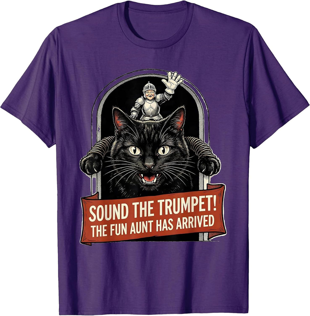 Sound the Trumpet! The Fun Aunt Has Arrived Funny T-Shirt - Purple