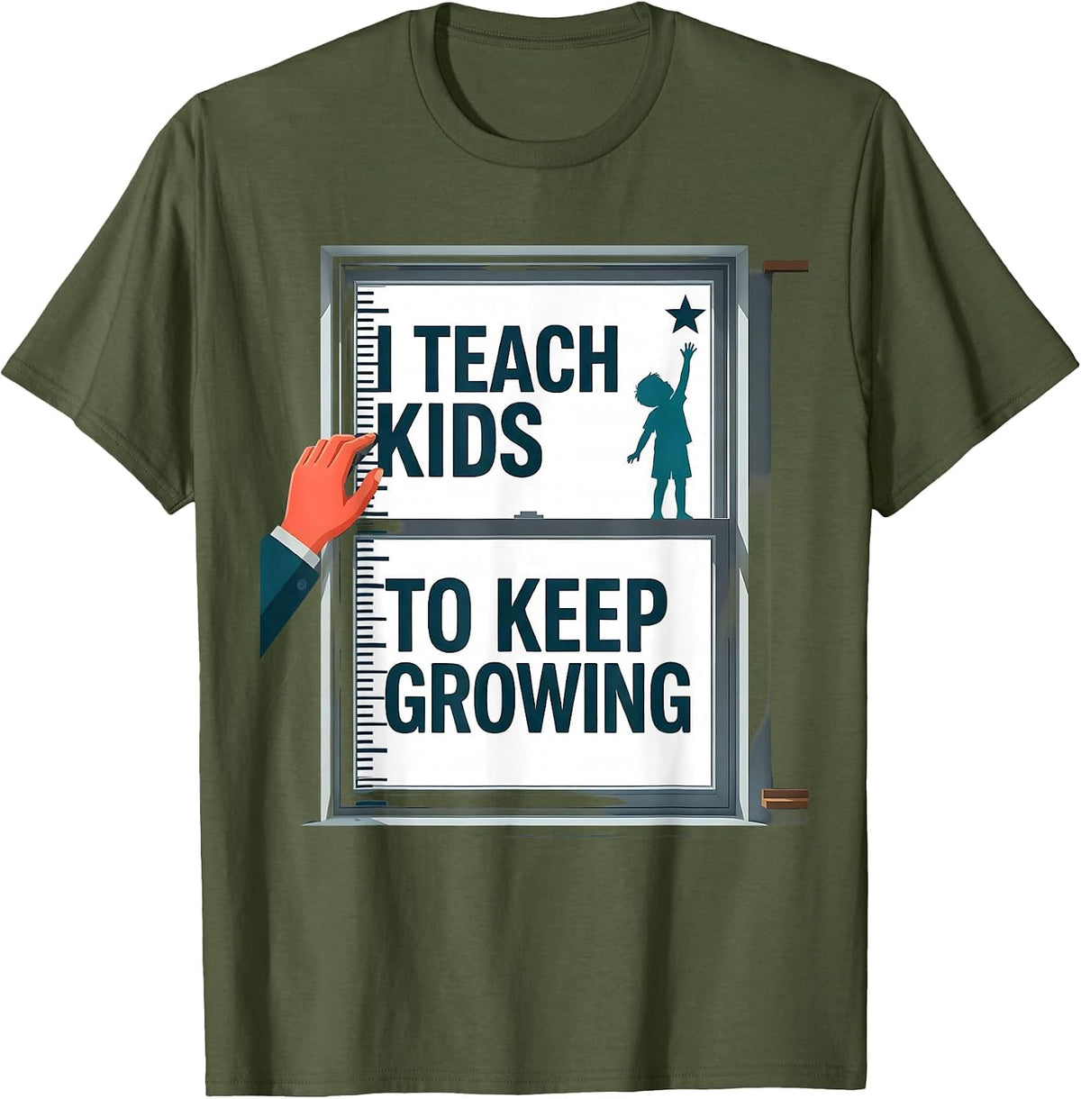 Men's I Teach Kids To Keep Growing Funny Teacher Appreciation T-Shirt - Olive Green