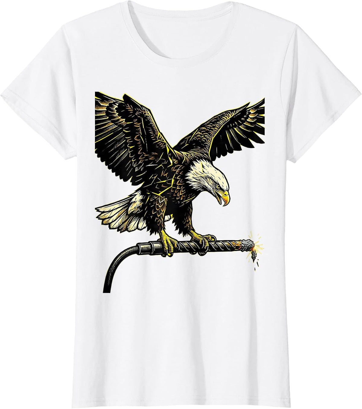 Women's Eagle on Welding Electrode Graphic Tee T-Shirt - White