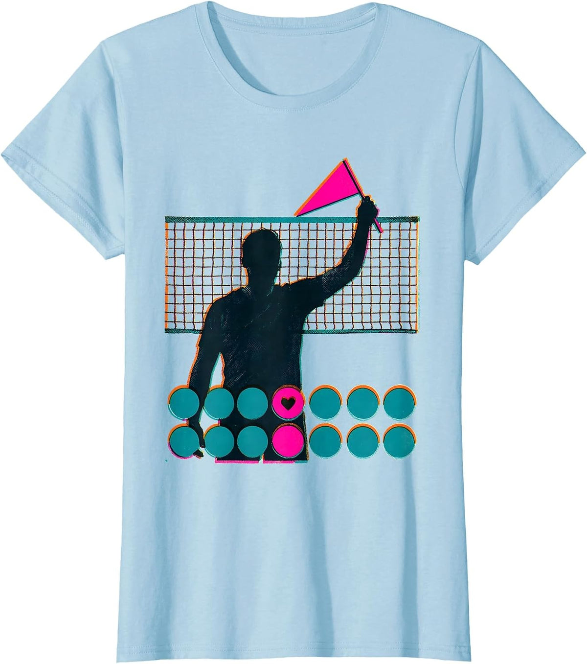 Women's Volleyball Fan Family Pride Risograph Game Day Support T-Shirt - Baby Blue