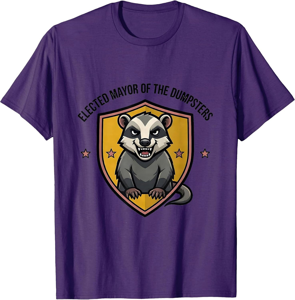 Men's Elected Mayor Of The Dumpsters Funny Opossum Mascot Logo T-Shirt - Purple