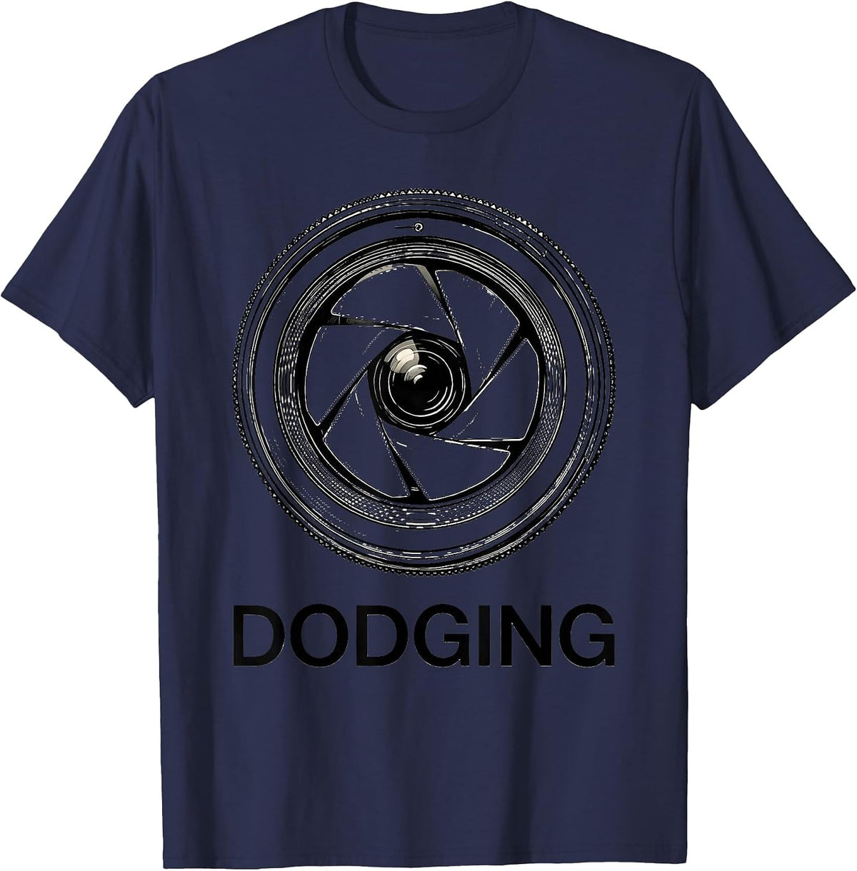 Men's Dodging Funny Photography Hobbyist Camera Lens Humor Gift T-Shirt - Navy Blue