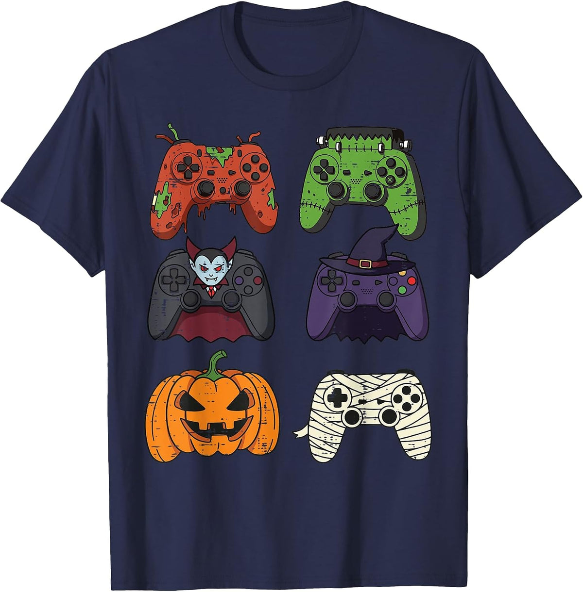 Halloween Gaming Controllers Gamer Costume Men Boys Kids T-Shirt - Navy Blue