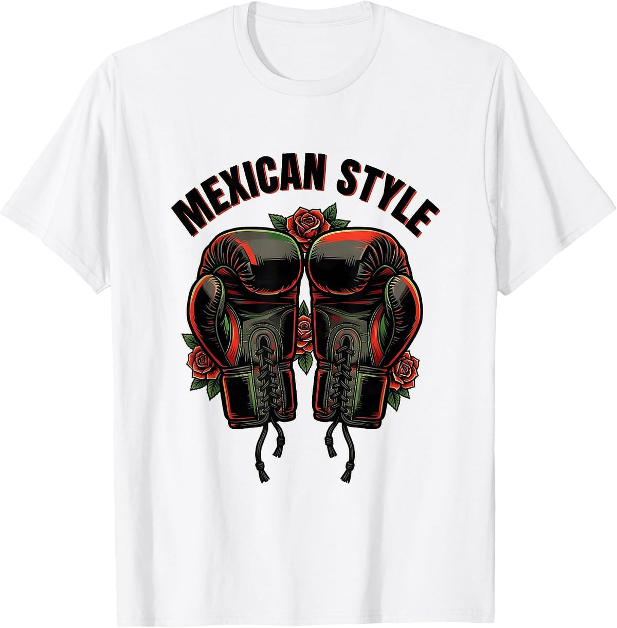Men's Mexican Style Tattoo Boxing Gloves Cultural Pride Vintage T-Shirt - White