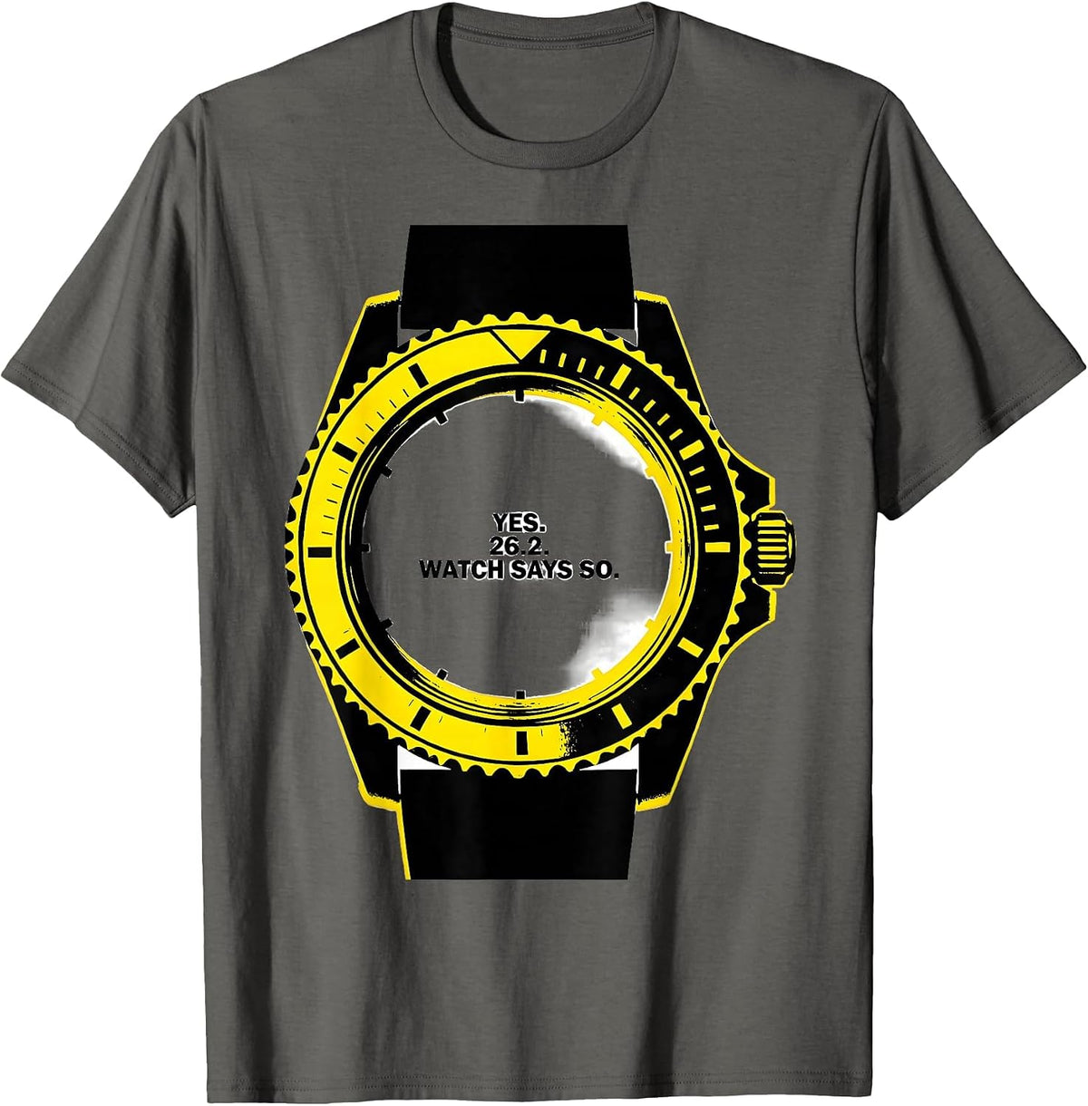 Men's Yes. 26.2. Watch Says So Funny Runner Marathon Humor T-Shirt - Asphalt Grey