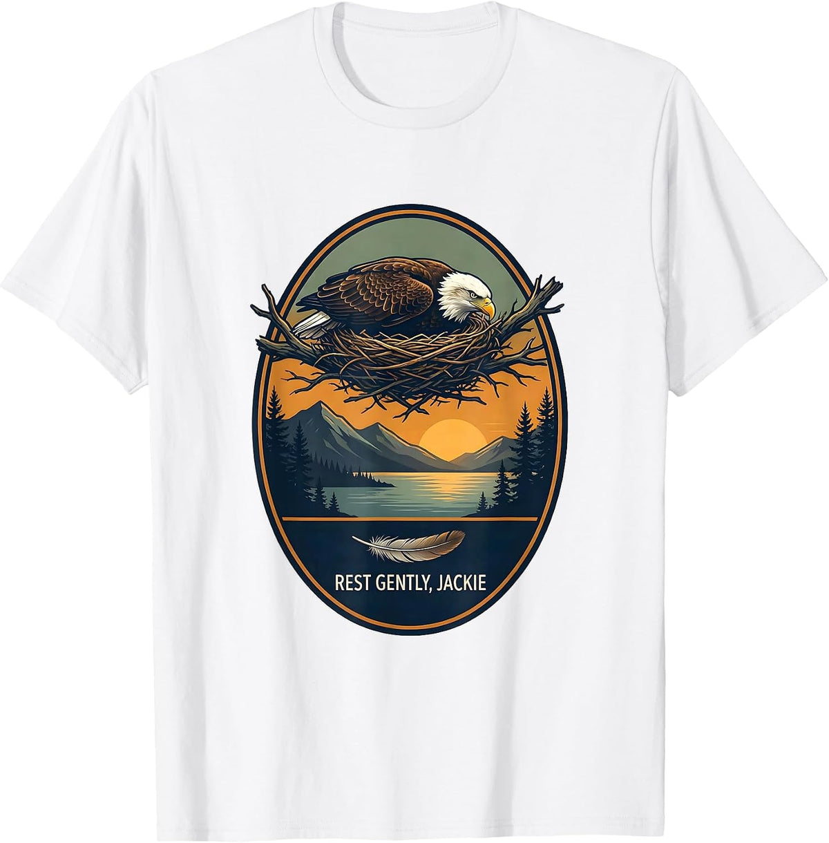 Men's Rest Gently Jackie Eagle Memorial Tribute Big Bear Lake T-Shirt - White