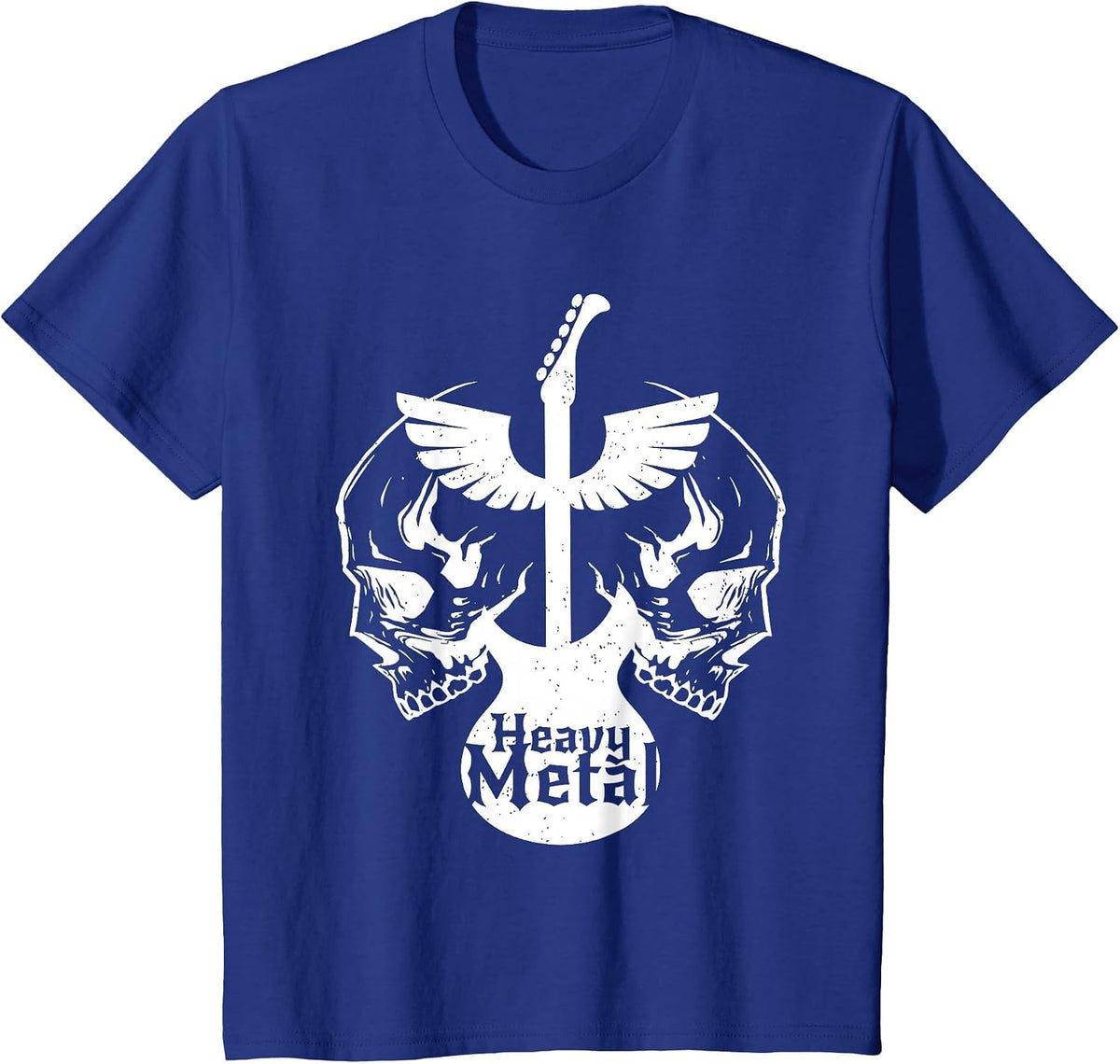 Heavy Metal Flying Guitars with Skulls Rock T-Shirt - Royal Blue