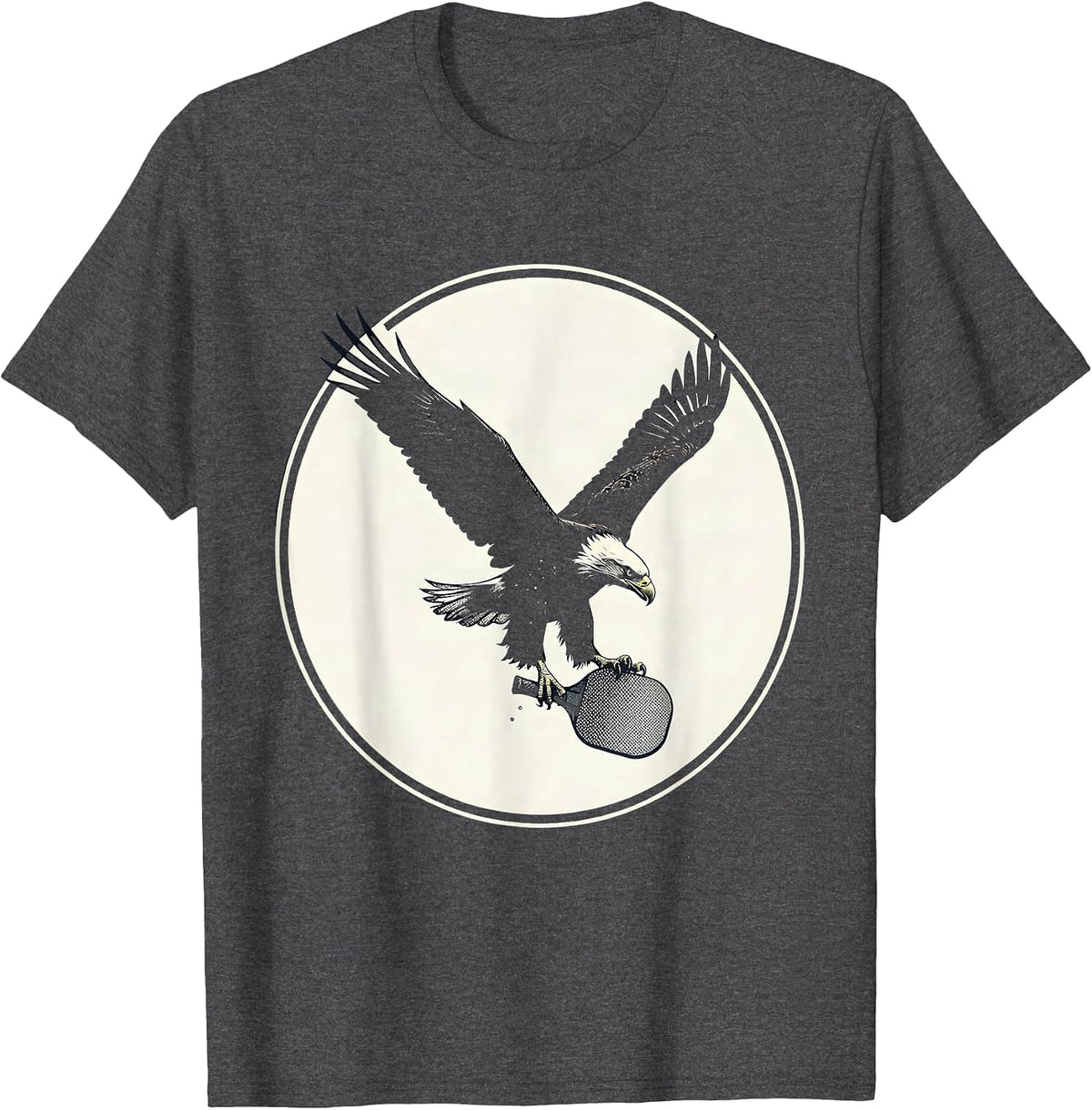 Men's Eagle Diving with Pickleball Graphic Tee T-Shirt - Dark Heather Grey