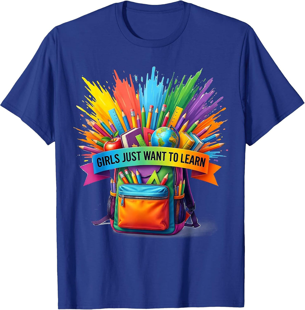 Girls Just Want To Learn Third Grade Design T-Shirt - Royal Blue