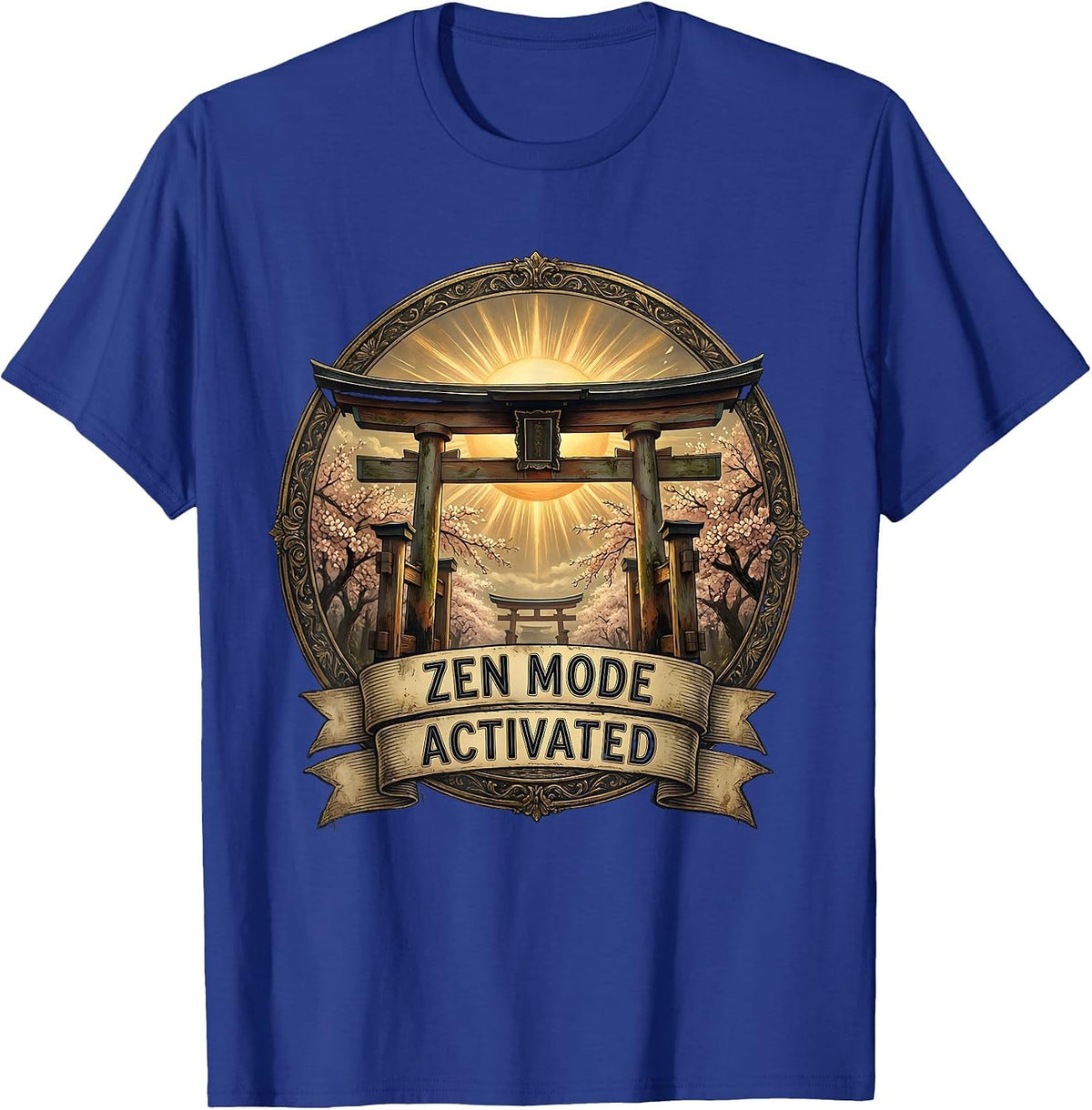 Zen Mode Activated Japanese Inspired Design T-Shirt - Royal Blue