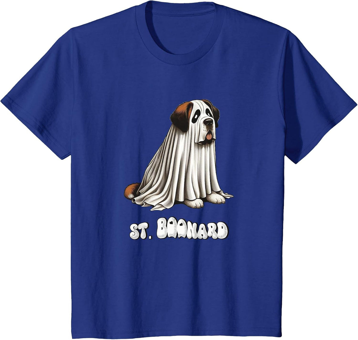 Funny Saint Bernard Halloween Ghost, St. Boonard, Dog Mom T-Shirt - Royal Blue